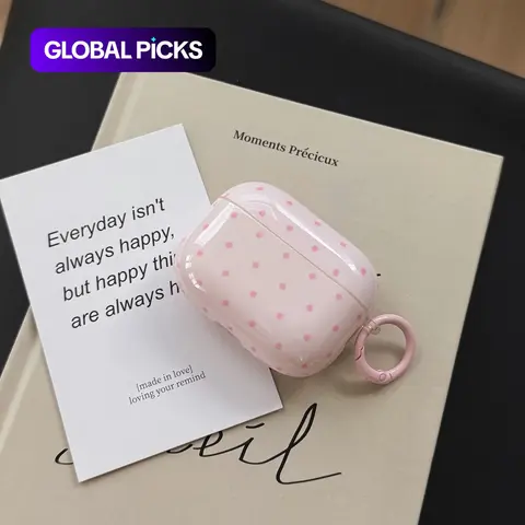 New Polka Dot Round Ring Earphone Case for Apple AirPods 5, Pro 3, Pro 2, 4, 3, 2, Fashionable Women's Earphone Case, Simple Design, Headphone Accessories #GLOBAL PICKS