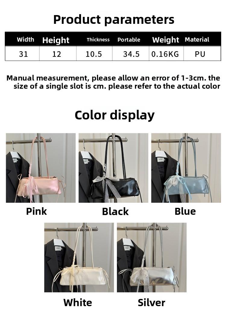 French Elegant Square Bag Korean Bow Decoration Pu High-quality Bag Niche Simple Ballet Style Shoulder Bag New Casual Women Bags