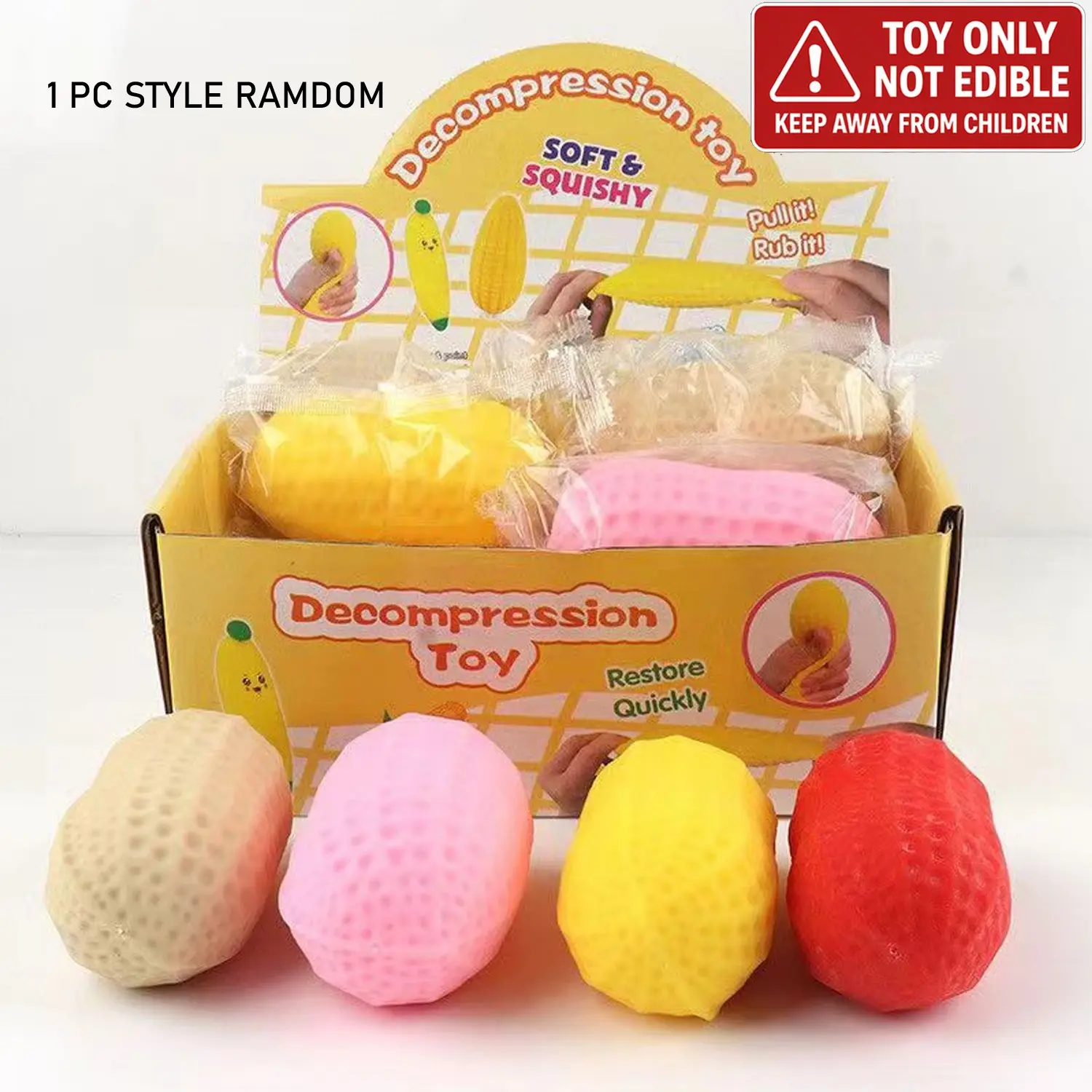 Large Peanut Stress Relief Toy, Realistic Squeeze Toy for Kids, Pressure Release Fun Gift, Durable Child Plaything