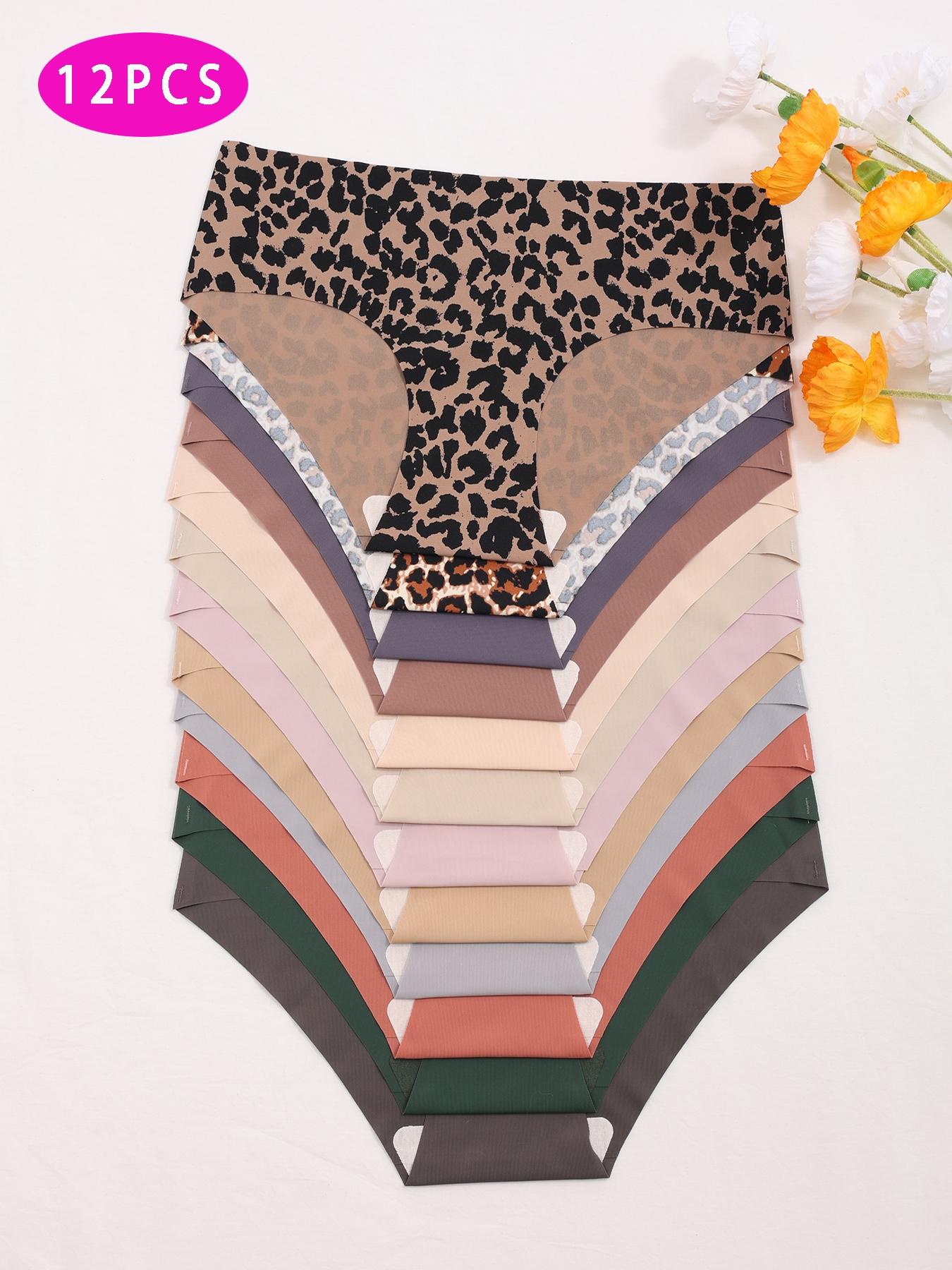 Women's Plain / Leopard Print Seamless Briefs, Multicolor Elegant Soft Comfy Breathable Panties for Daily Wear, Underwear for All Seasons, Daily Casual Underwear