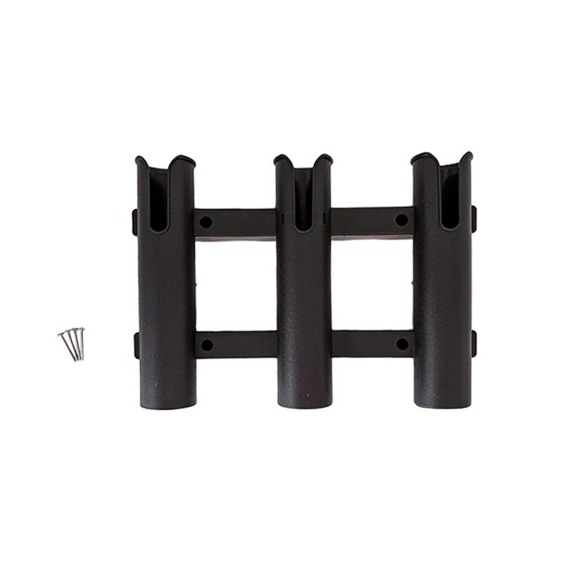 Fishing Rod Holder Bracket, Tube 3 Rod Rack, Fishing Rod for Boat Kayak Garage Storage or Truck with Screws Side-Mount (Black)