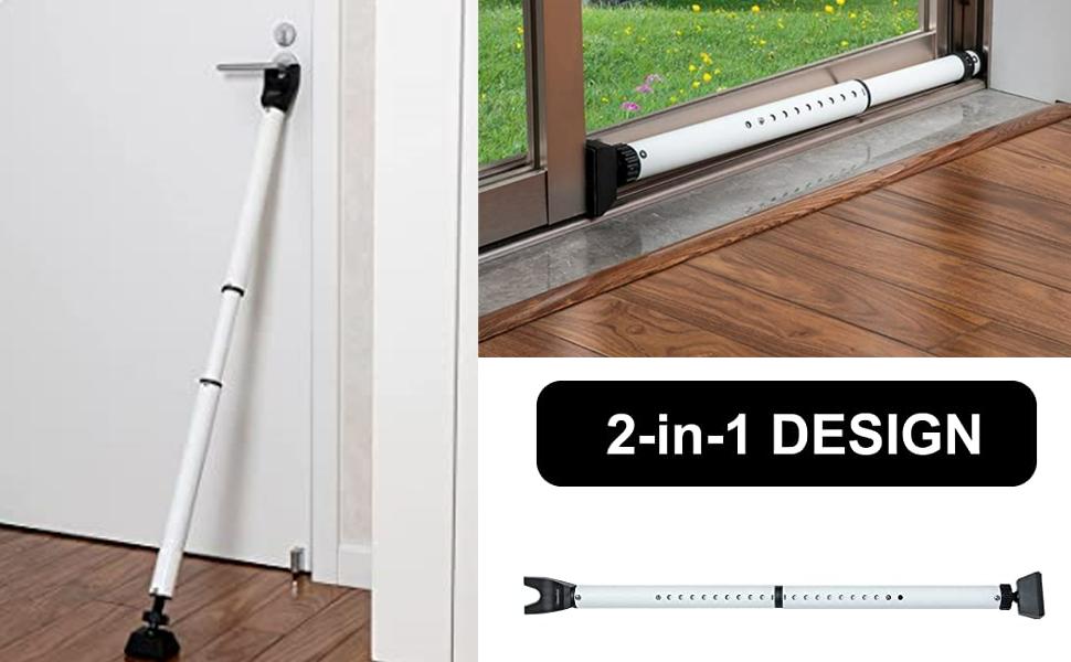 Door Security Bar Door Stoppers Door Security Bar 2 in 1 Door Jammer for Home, Apartment, Travel, School, Dorm (1 Pack,Black)