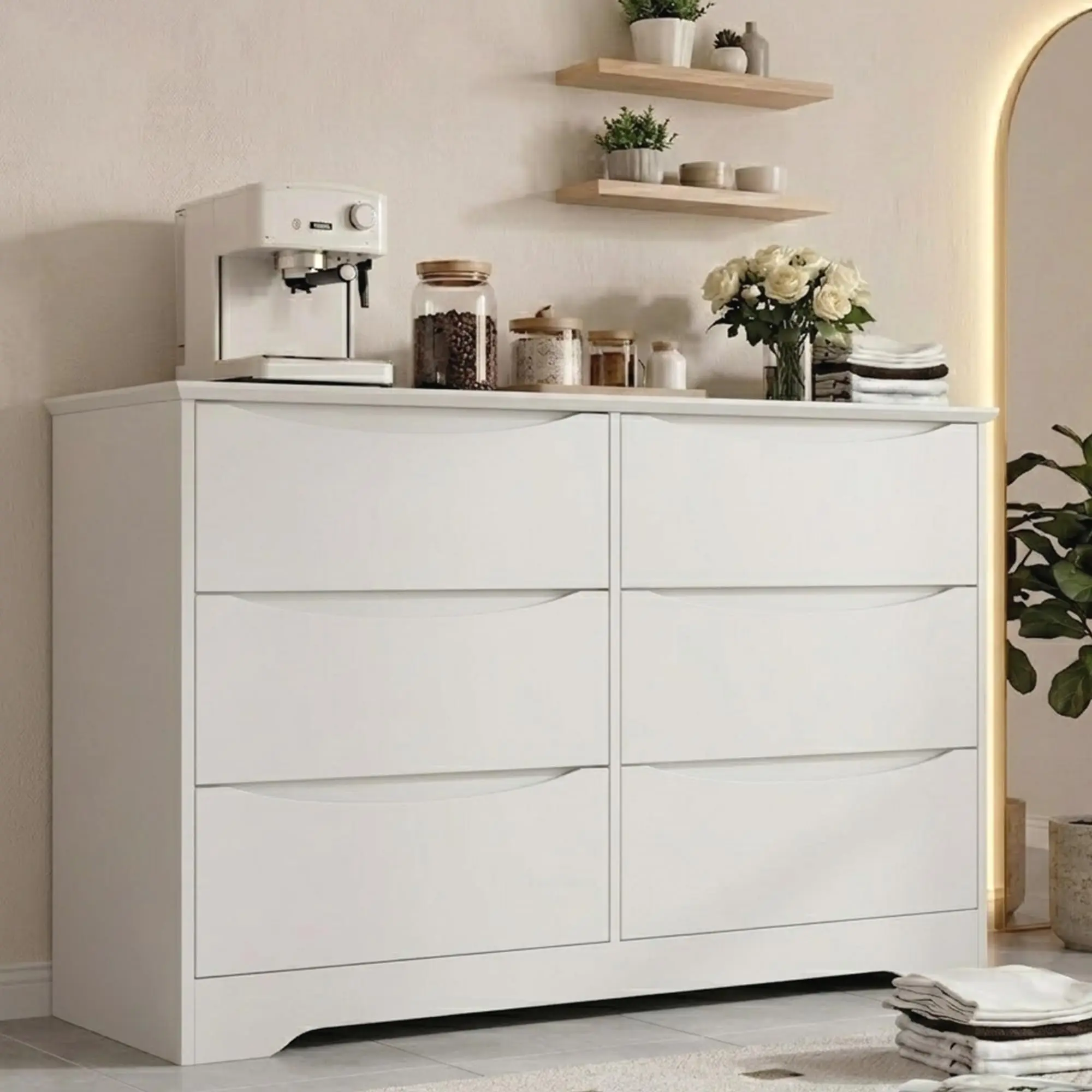 Garvee 2026 New Upgraded1 MDF+PB + Melamine U4 Smile 6-Drawer Dresser Ideal Christmas Xmas Birthday Gifts for Women Men Friends