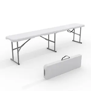 Durable 6FT Heavy Duty Metal Frame Folding Outdoor Bench - Portable Waterproof HDPE Seat - Carry Handle & Lock - Ideal for Garden, Patio, Picnic, Camping, Sports, and Party Seating