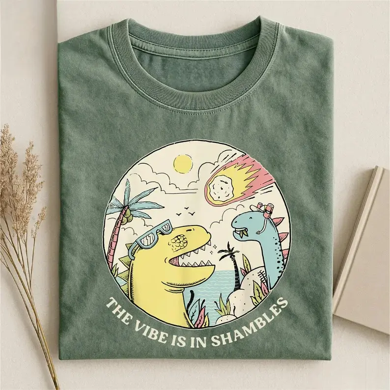 The Vibe Is In Shambles Shirt, Mental Health Sweater, Funny Sarcastic Tee, Funny Dinosaur Sweatshirt.