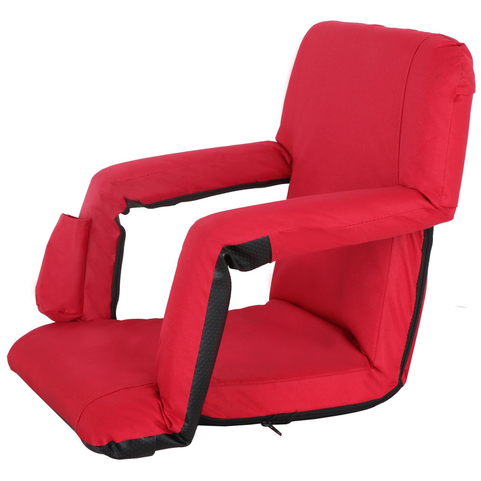 ZENY 5 Reclining Folding Stadium Seat Bleacher Chair Comfortable Cushion Red