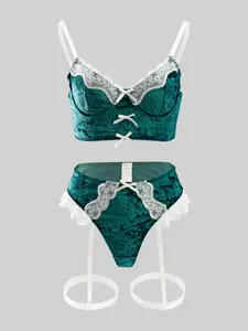 Women's Sexy Lingerie Set, Vacuum Transparent Lace Design, Underwire Bra + Pants, Full Coverage, Slim Fit, Party Wear, Gift Idea