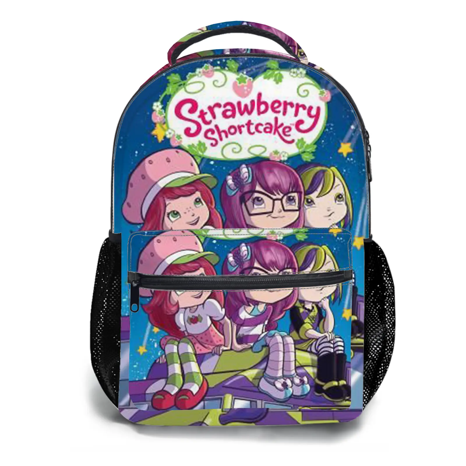 strawberry shortcake Y2K Fashion School Backpack for Teen Girls, Cute Cartoon Aesthetic Student Bookbag with Padded Shoulder Straps, Large Capacity Casual Daypack and Travel Bag for Kids a-185