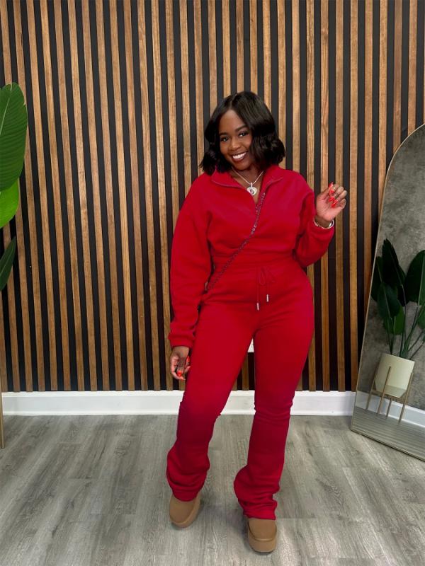 Women's Two-piece Zipper Half Collar Waist Cinched Fleece Sweatshirt Tied Rope Pants Set 2026 Autumn Slim Fit Tracksuit Set Crop Tops Flare Pants Set Fit  Tracksuit Set Drawstring Flare  Set Lounge Set with Flare Leggings Lounge Set with Bell Bottoms