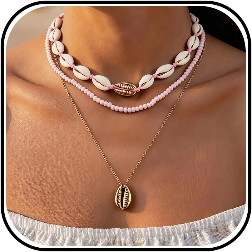 Cowrie Shell Necklace for Women Puka Shell Necklace Beach Accessories Summer  Outfits Layered   2026