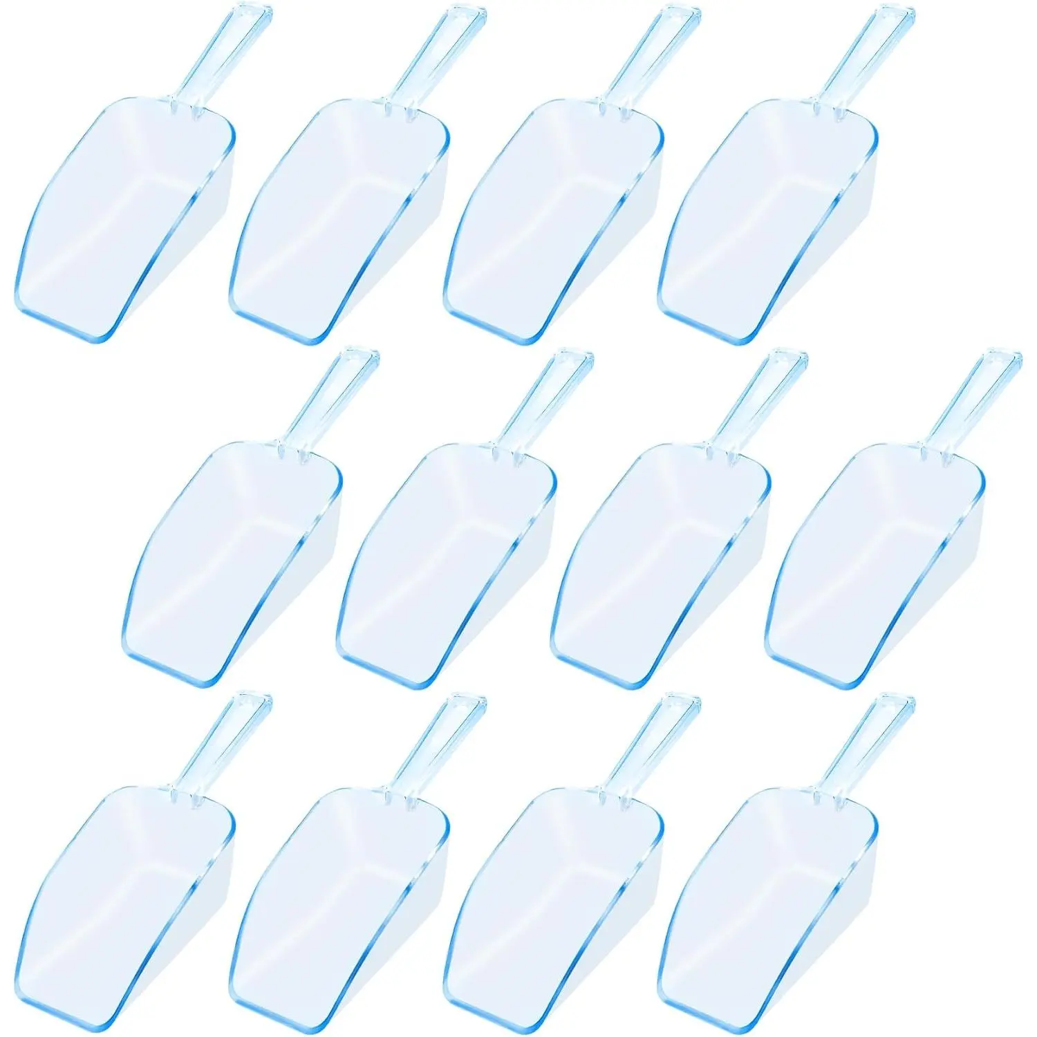 12 PCS Blue Small Plastic Ice Scoop for Freezer Food Coffee Popcom Flour Dry Goods 5 Oz Simple Mini Ice Cube Shovel Scoopers Holder Laundry Freezer Bucket Bin Containers Maker Machine Kitchen Pick