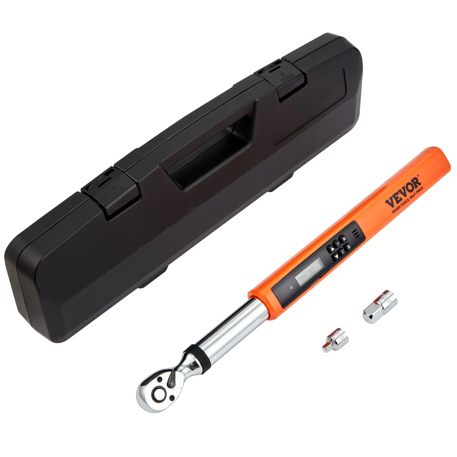 VEVOR Digital Torque Wrench, 3.7-37ft. lb/5-50n. m 3/8" Drive Electronic Torque Wrench, Torque Wrench Kit Torque Range Accurate to 2, 3-Mode Adjustable Torque Wrench Set with LED Buzzer Calibration