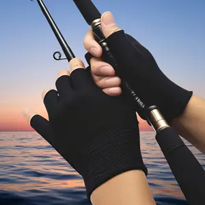 2pcs Unisex Fingerless Gloves • Black and Gray • Outdoor Sports Breathable Elastic • Ideal for All Seasons • Fishing, Driving, Cycling, Motorcycle Riding