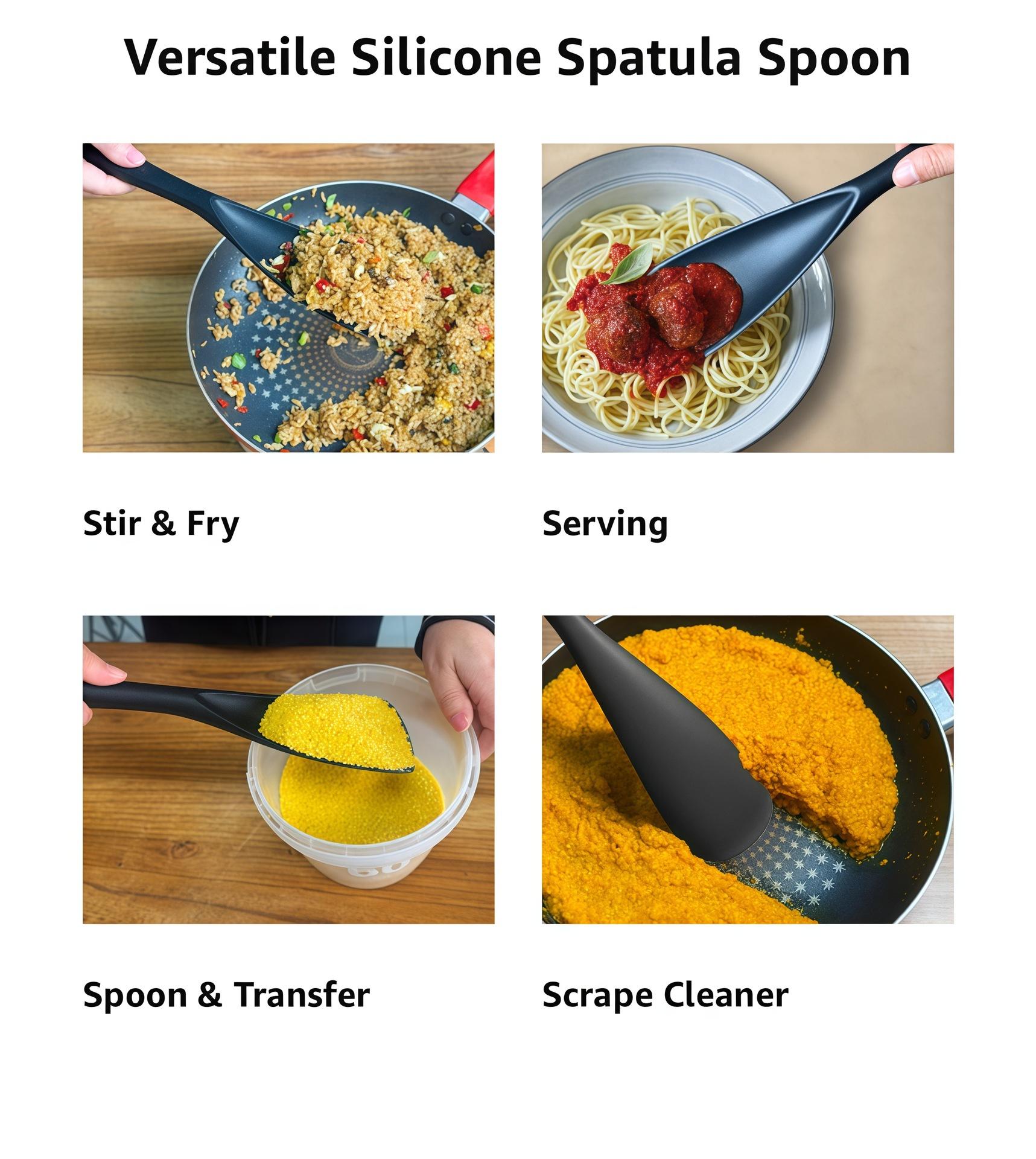 Food Grade Silicone Spatula Set, Heat Resistant Multi-Use Kitchen Utensils for Non-Stick Pans, Cooking, Salad, Sauce & Ice