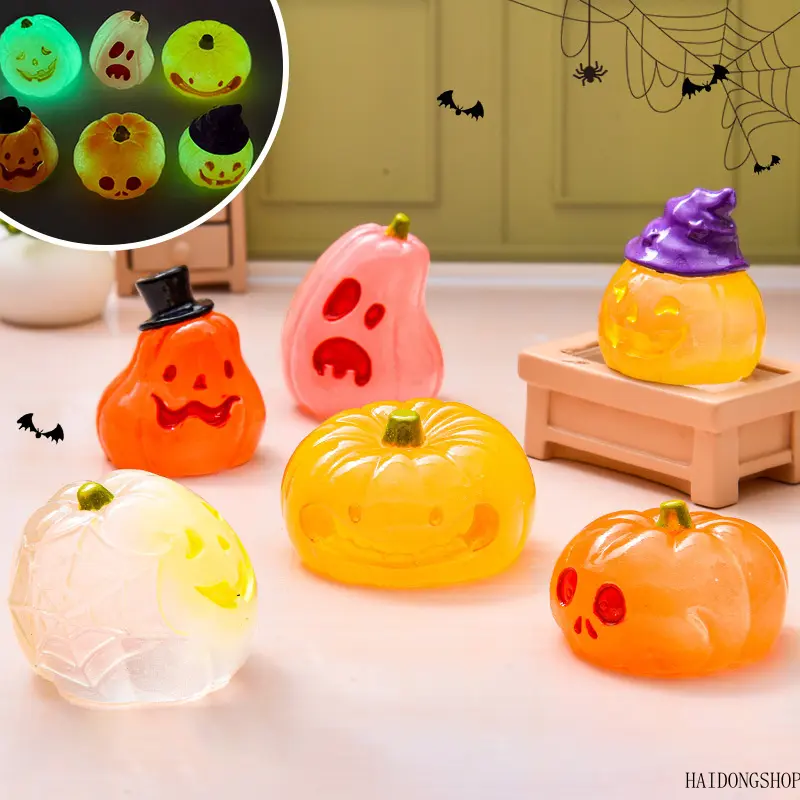 Spooky Viral Halloween Glow-in-the-Dark Mini Pumpkin Bead Charms For DIY Crafts, Cute Creepy Tiny Desktop Car Ornaments, Kawaii Fall Holiday Accessory For Craft Making Room Daily Styling