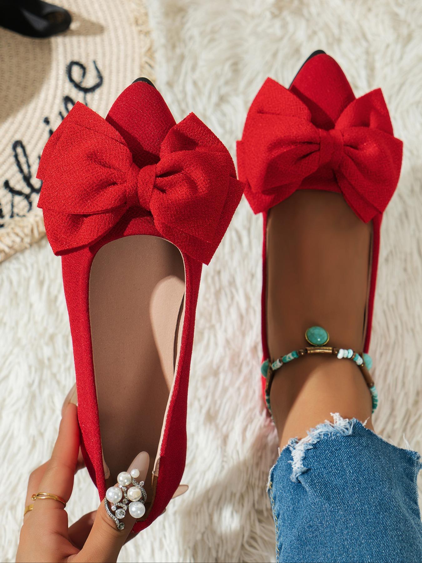 Women's Cute Bowknot Design Flat Shoes, Casual Comfortable Fabric Slip on Shoes for Daily Wear, All Match Barefoot Shoes for Women & Girls, Slip on Flats, Ballerina Flats Shoes, Fashion Flat Shoes