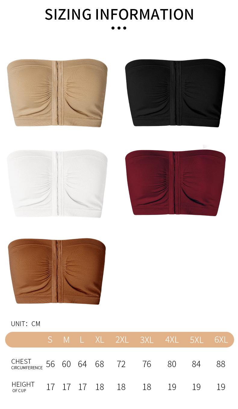 Plus Size Women's Underwear, Front-Clasp Strapless Bustier, Ladies' Bra, Push-Up, Non-Cup Chest Wrap, Beautiful Back