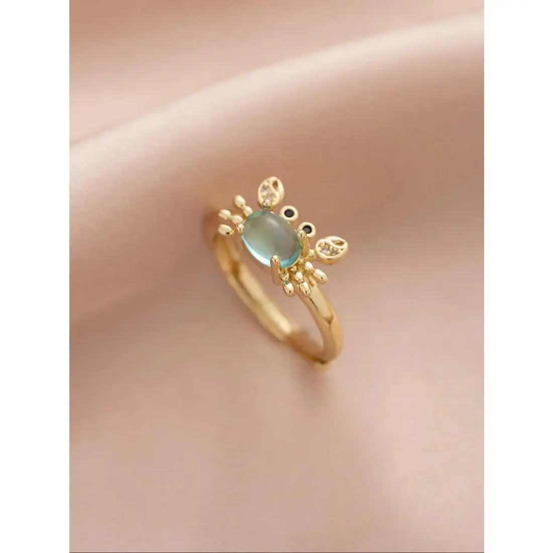 Cute Mini Crab Design Statement Ring, Gold Color Adjustable Rings, Unique Rings, Fashion Jewelry for Party, Daily Clothing Decor, Trendy All-match & Exquisite Jewelry for Birthday Gift, Trendy Jewellery Accessories