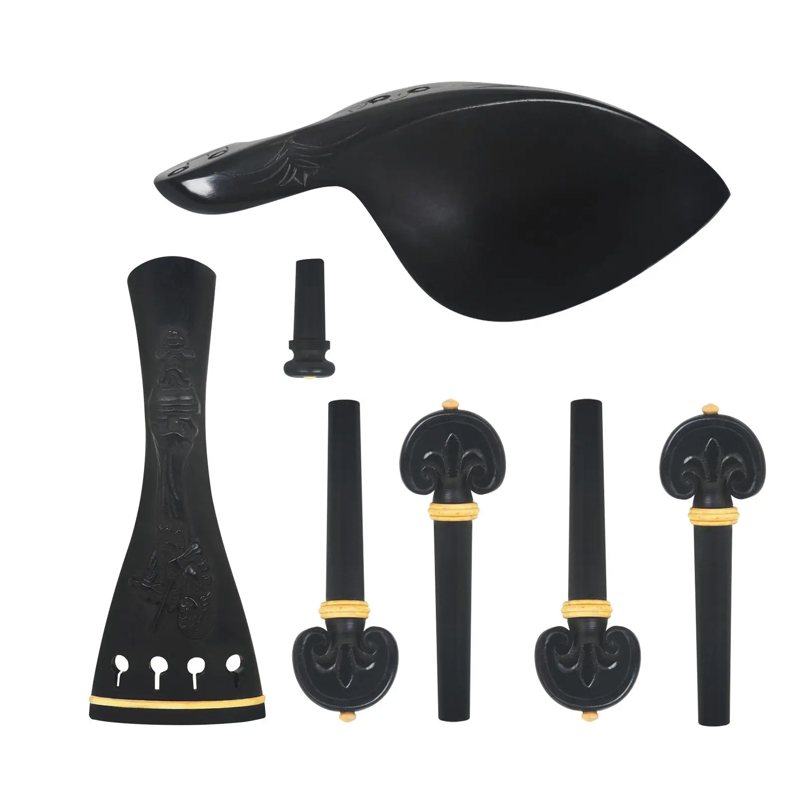 Violin Accessories, 4/4-3/4 Violin Parts Including 1 Count Bridge, 1 Count Chin Rest, 2 Counts Tuning Pegs, 1 Count Tailpiece, Music Accessories
