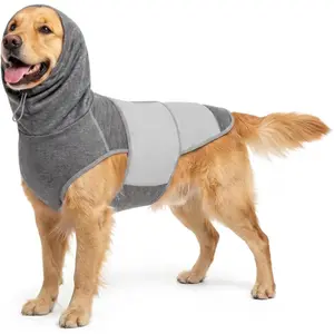 Dog Thunder Vest, Anxiety Relief Shirt with Noise-Reducing Hood, Calming Wrap, Gentle Compression Jacket for Thunder Storm, Fireworks Separation Stress, Fireworks,S, Black