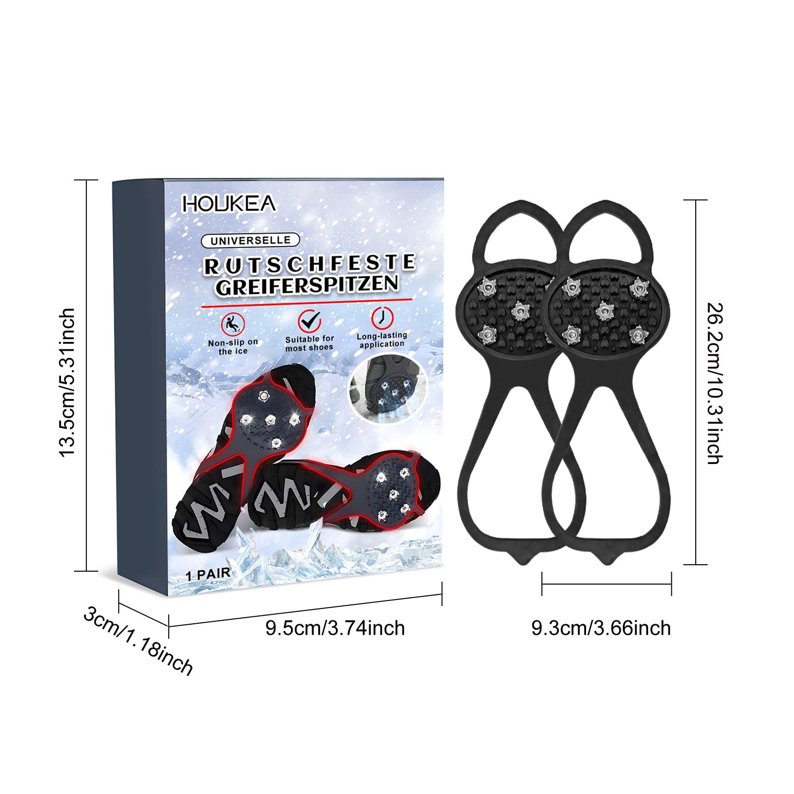 Houkea Anti-Slip Crampon Shoe Covers Outdoor Crampon Snow Shoe Covers for Mountaineering Sports, Anti-Fall, Easy to Put On and Take Off