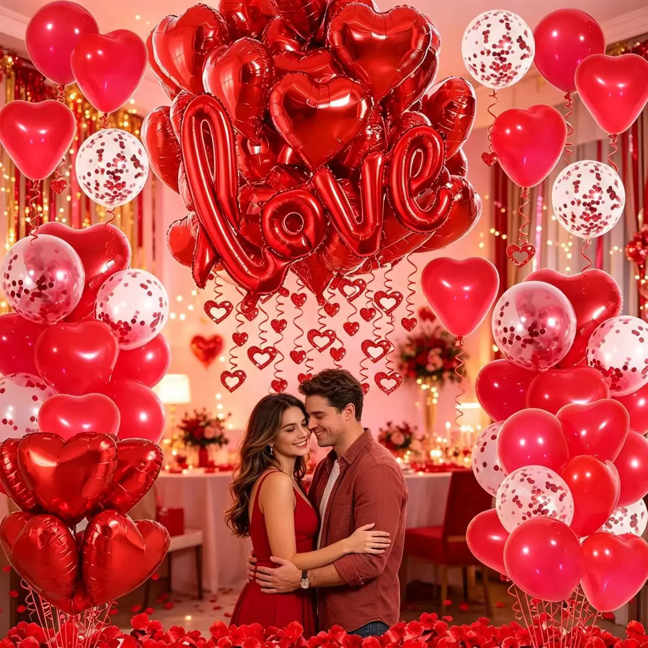 Happy Anniversary Balloon Set, Love Heart Aluminum Ball, Wedding Proposal Birthday Party Latex Balloons, Balloon Party Supplies, Romantic Celebration Decorations