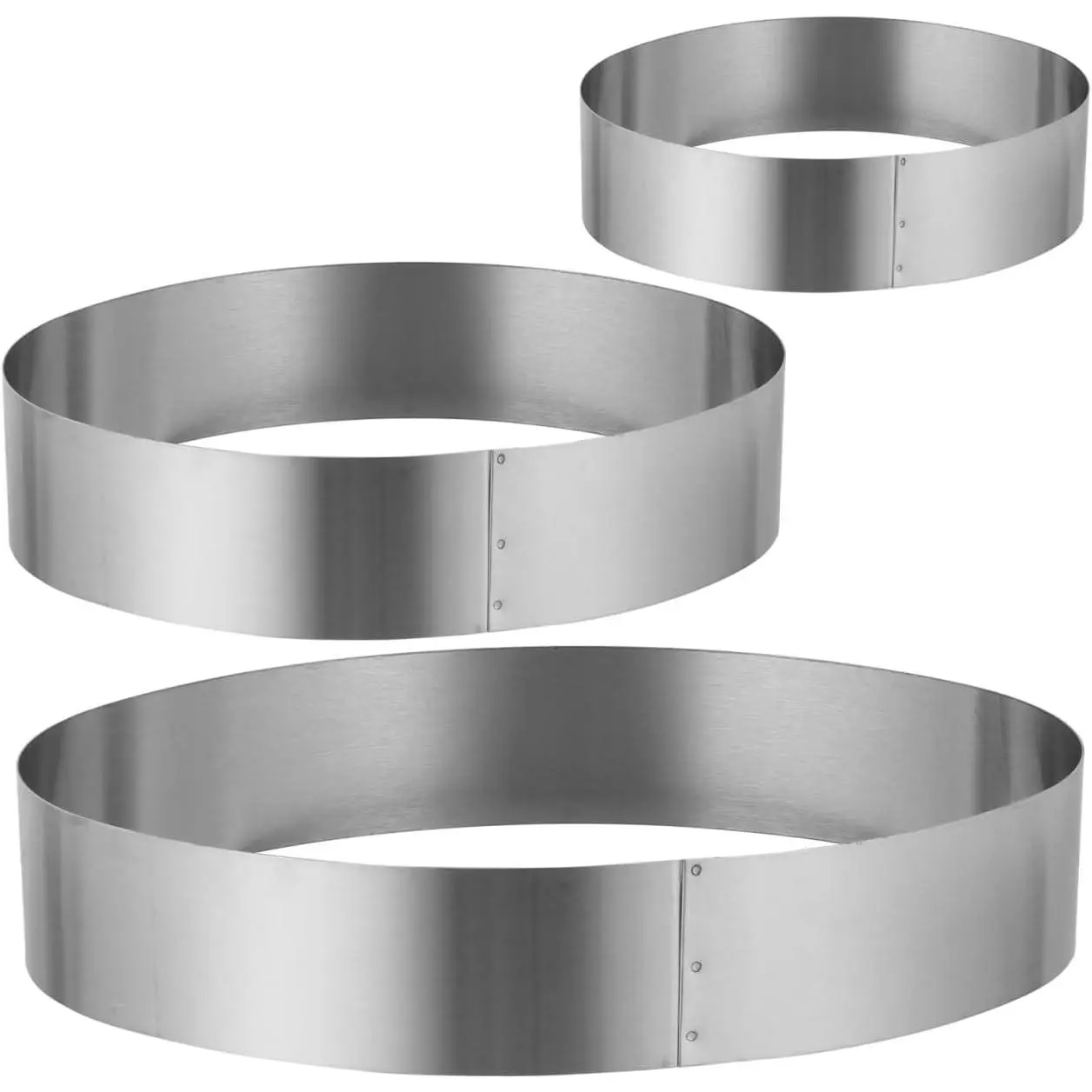 3 Pcs Oval Stainless Steel Bakeware Set - Mousse Cake Rings, Cheesecake Molds, Multi-Size Dessert Baking Frames, Professional Pastry Tools, Oven-Safe, Silver