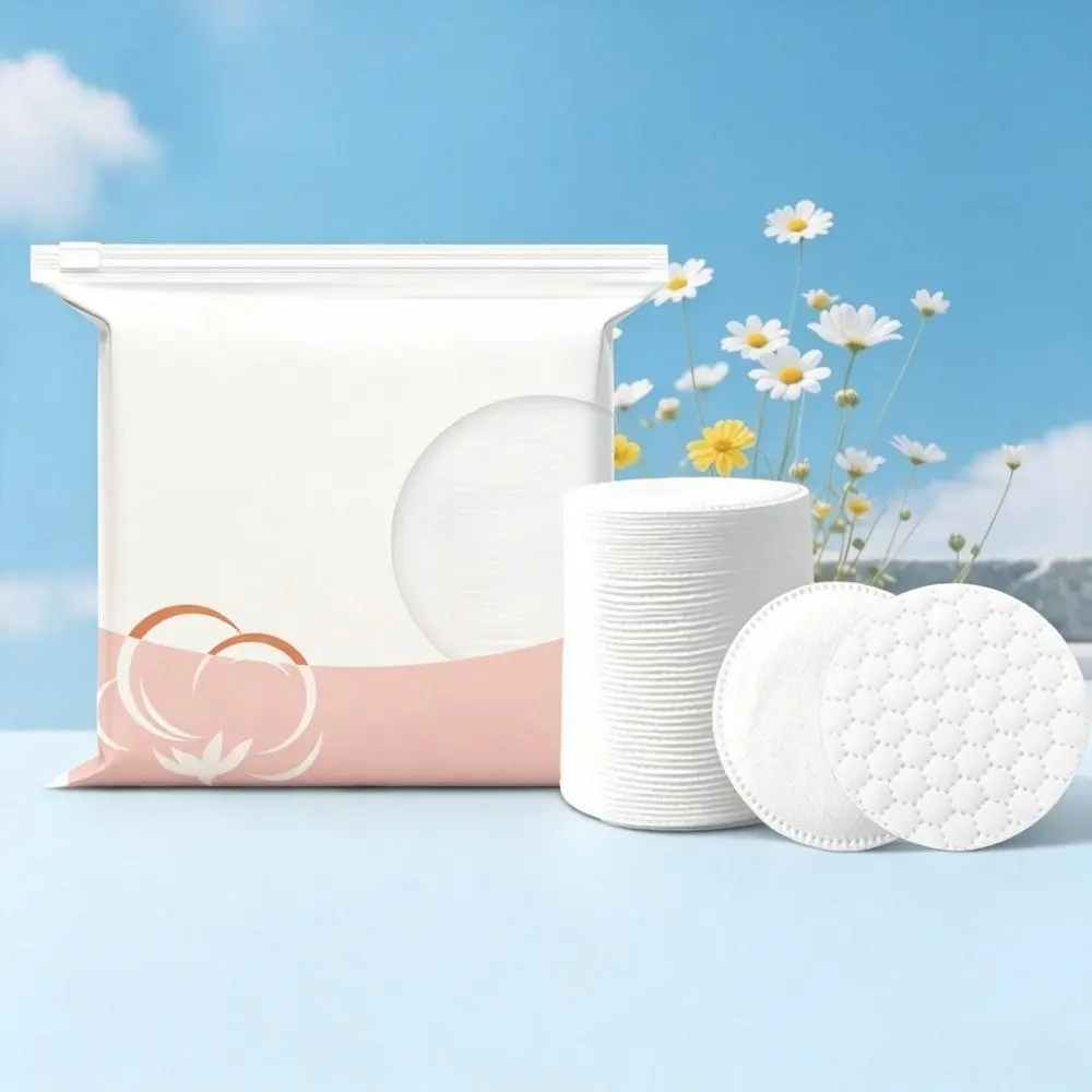 5.8cm Round Disposable Makeup Cotton Pads, Soft Circular Facial Cleansing Cotton Wipes for Makeup Removal, Lint-Free Absorbent Skincare Accessory for Daily Face Cleansing & Toner Application, Fluffy, Cosmetic, Lightweight, Compact