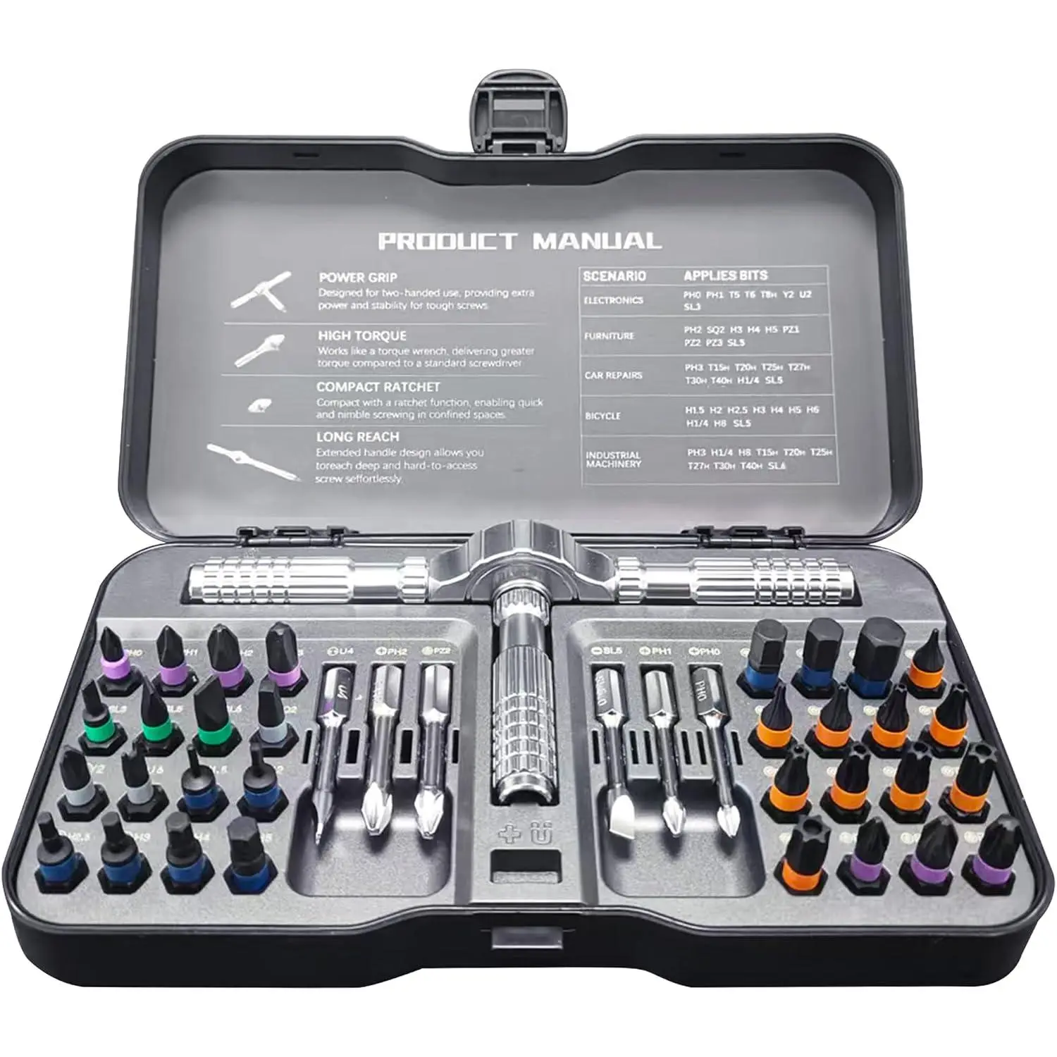 42 in 1 Ratchet  Set,  Rustproof   Sets with  Storage Case, Ratcheting  Set for Furniture Assembly and Disassembly, Glasses,  Phone Repair