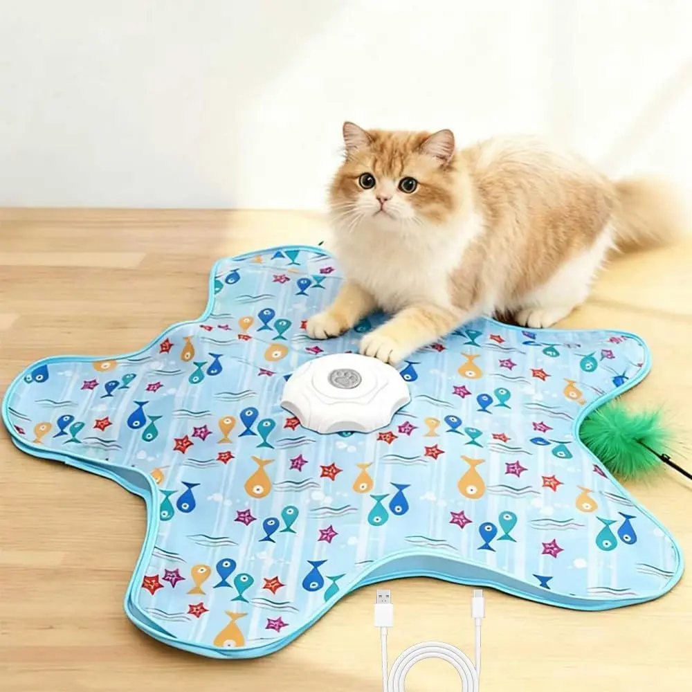 Rechargeable Automatic Cat Toy,Interactive Unpredicatable Moving Feather Hunting Cat Toy, Concealed Feather & Squeaky Sound for Indoor Cats & Kittens Cute design Toy