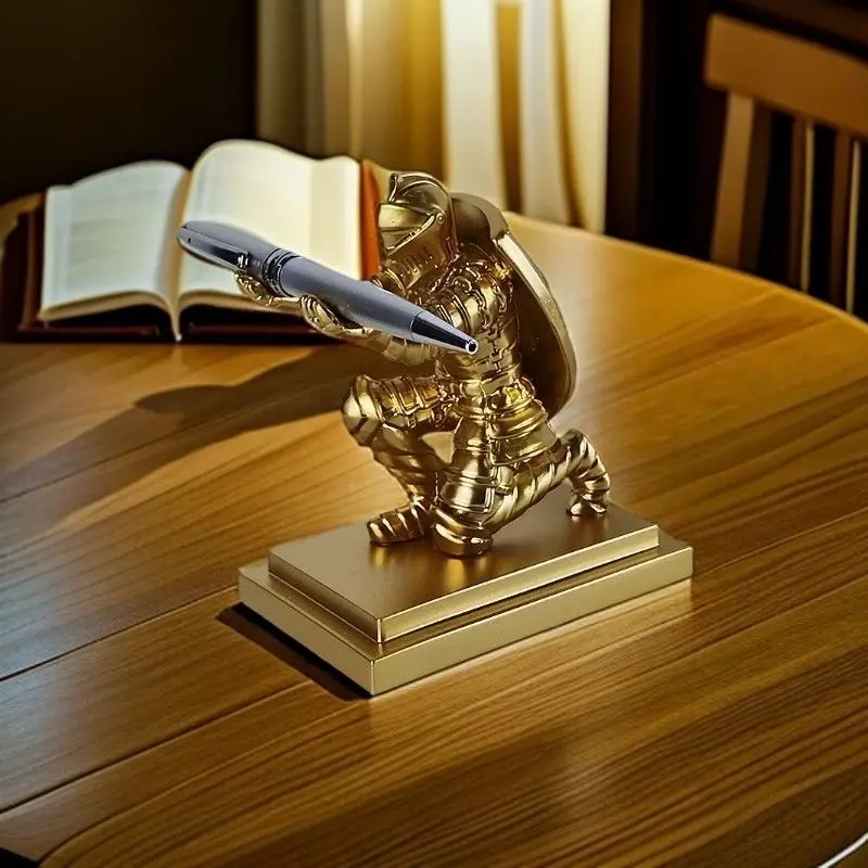 Vintage Knight Pen Holder, Retro Desktop Organizer, Creative Office Decor, Easter Gift for Friends, Unique Desk Accessory