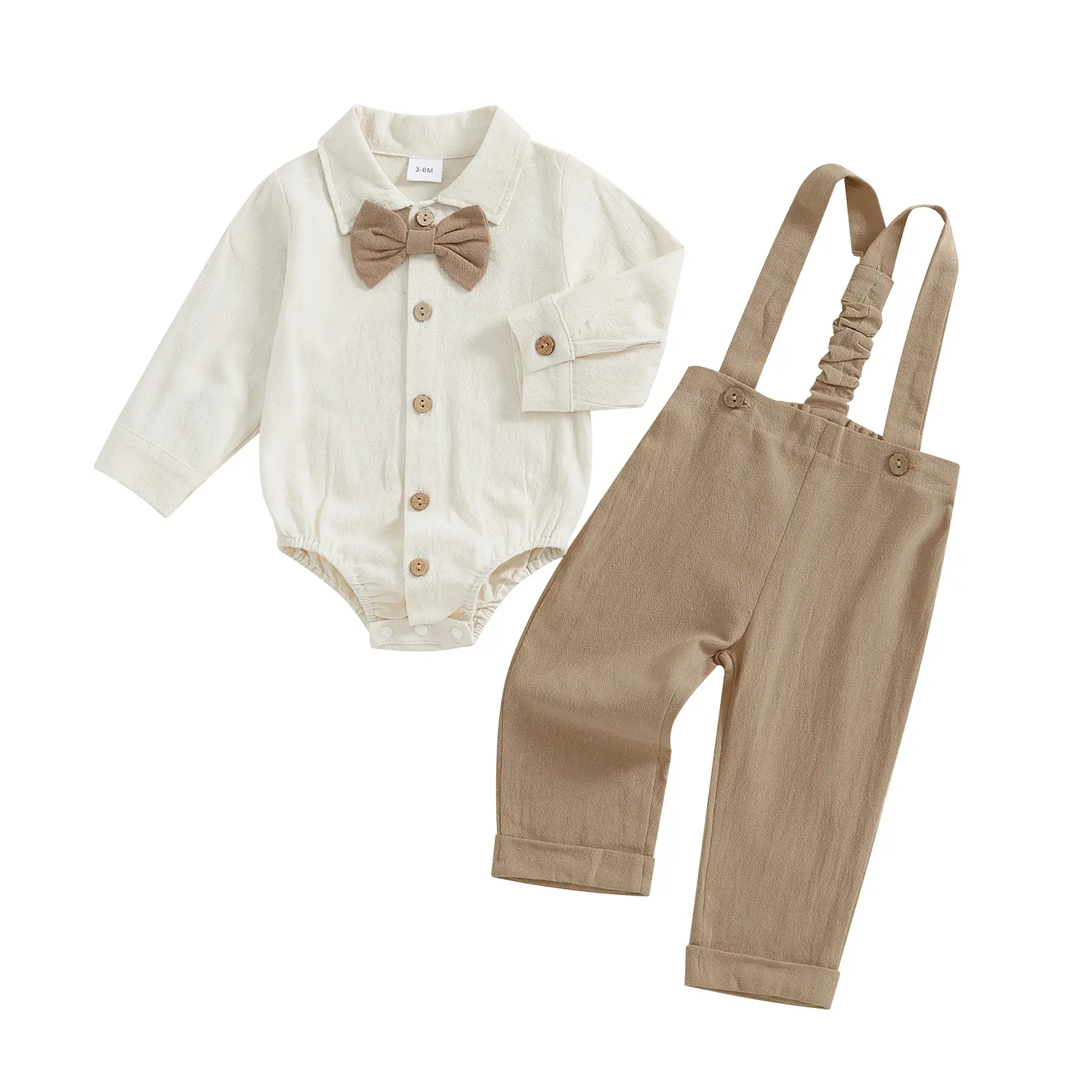 Newborn Infant Baby Boy Clothes Suit Bowtie Dress Romper+Suspender Pants Overalls Gentleman Wedding Outfits Formal