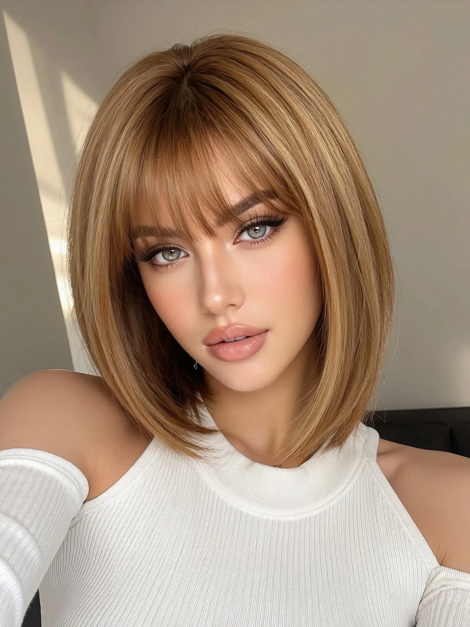 12-Inch Short Straight Bob Wig with Full Cap, Ideal for Daily Wear & Music Festivals, Synthetic Short Straight Wig