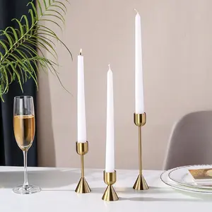 3 Piece Set Matte Metal Candle Holders, Slim Tall Long Candle Stands, Decorative Table Candles for Holidays, Dinners, Weddings, Living Room