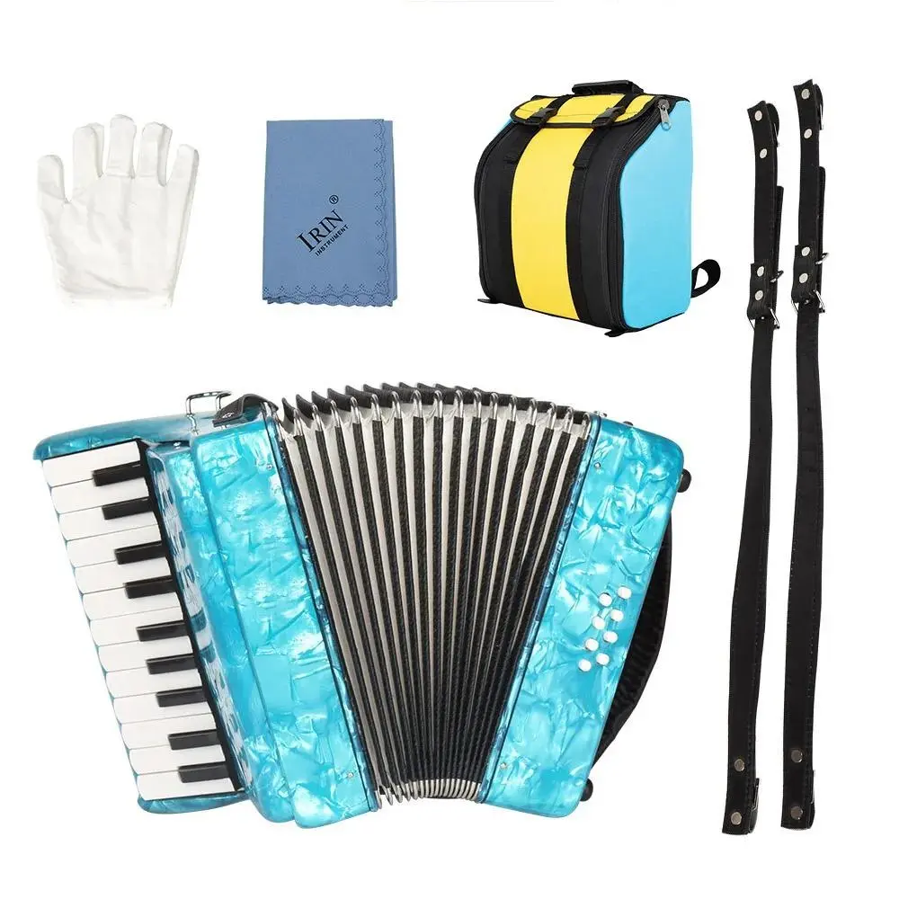 22 Keys 8 Bass Accordion Celluloid Accordion with Storage Bag, Easy Learning Musical Instrument Best Gift