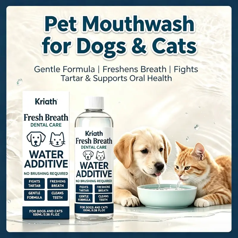 Pet Mouthwash Water Additive for Dogs & Cats, Gentle Formula, Freshens Breath, Fights Tartar, Cleans Teeth & Supports Oral Health