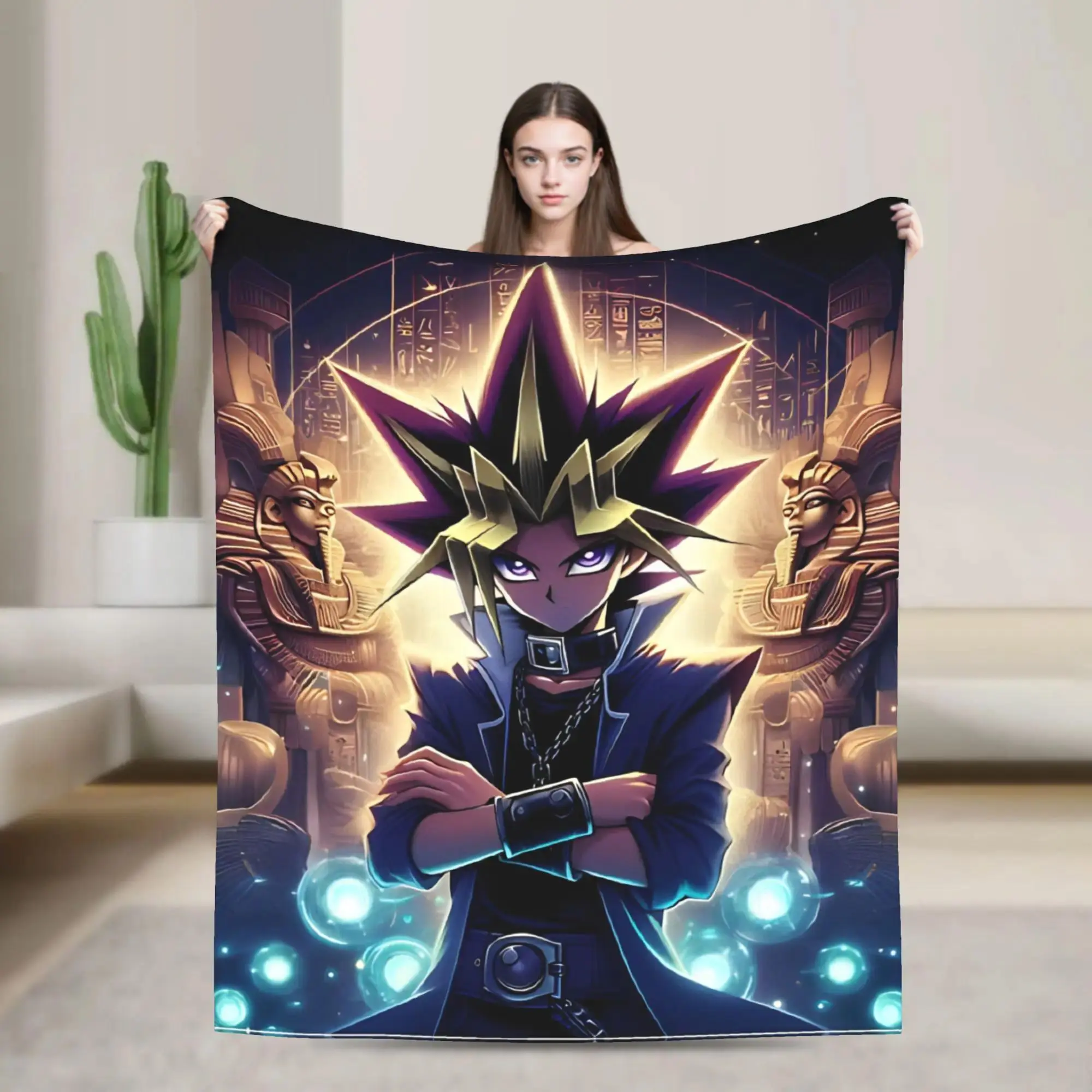 Anime Yu Gi Oh Pharaoh Atem Blanket  Flannel Funny Warm Throw Blankets for Home Spring/Autumn,