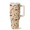 1 Pc 40oz Western Cowgirl Insulated Mug Tumbler, Stylish Tumbler, Cowboy Style Thermal Cup with Handle, Double-Wall Stainless Steel, Leak-Proof for Hot and Cold Drinks, Keeps Warm 12 Hours Cold 24 Hours, Gift for Women and Men