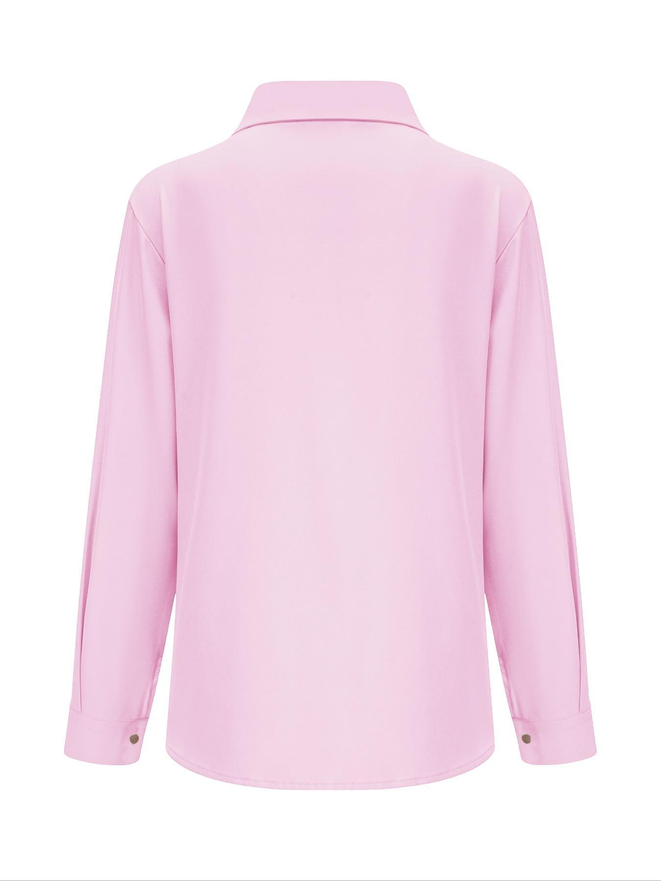 Women's Plain Button Shirt Blouse, Casual Long Sleeve Top for Daily Wear, Ladies Clothes for All Seasons, Chic Womenswear