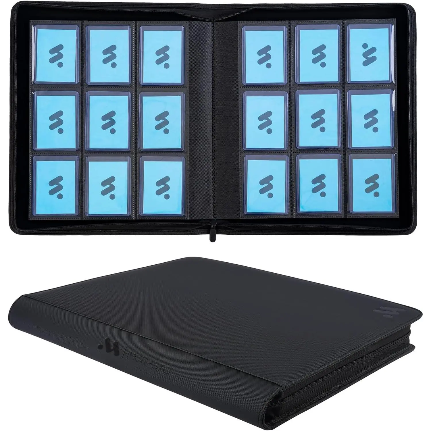 Top Loader Binder Holds 324 Top Loaders 9 Pocket Binder for 3" x 4" Rigid Cards Card Binder for Hard Plastic Top Loaders Black