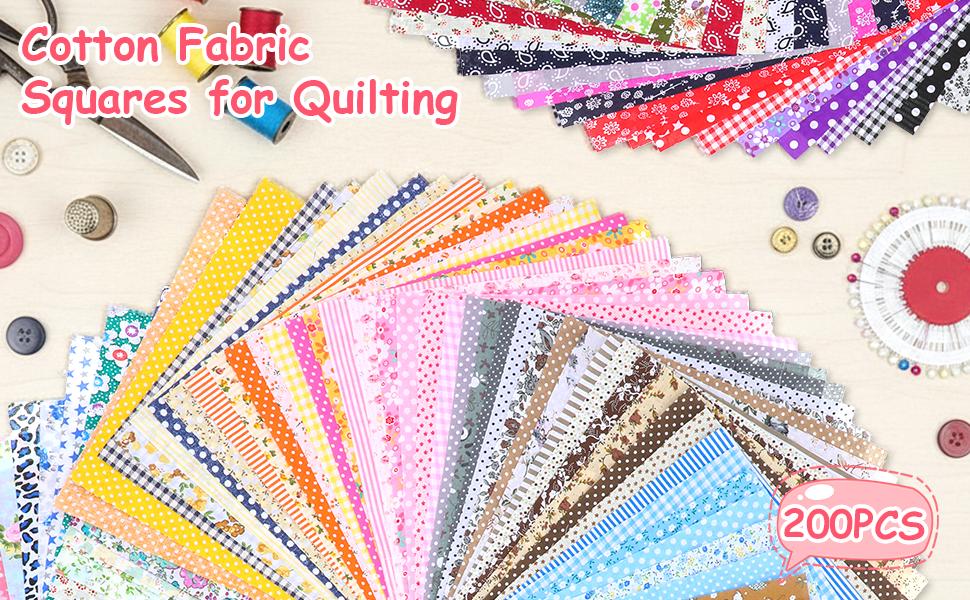 200 Pcs 10 x 10 Inch Cotton Squares for Quilting Sewing Pre Cut Patchwork Fabrics Patchwork-Quilting Bundles Floral Printed Bundles Quilting for DIY Craft Clothing, Floral