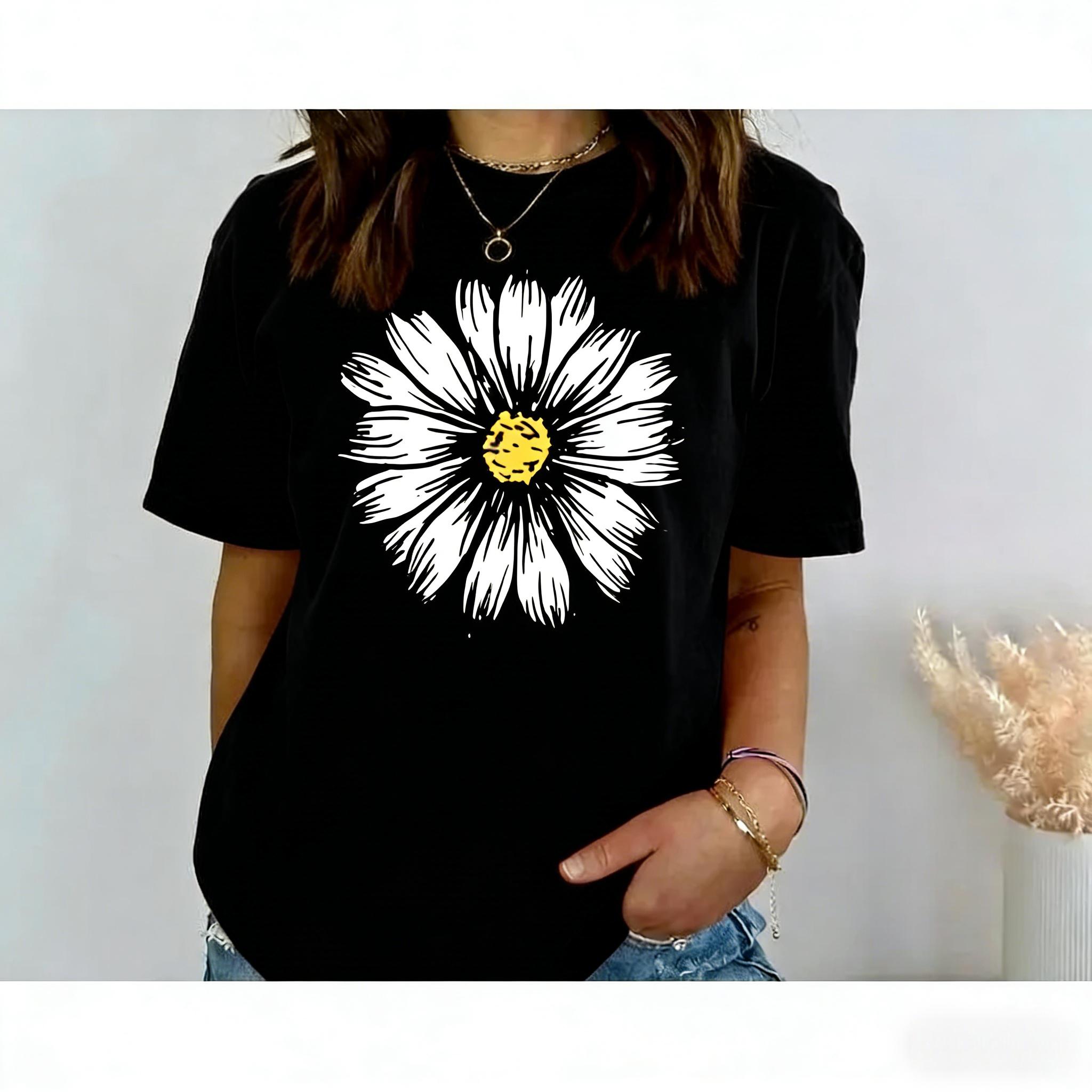 Comfort Colors Daisy Wildflower Floral Tshirt for Women - Unisex Plant Tee Tshirt - Cotton, Fabric