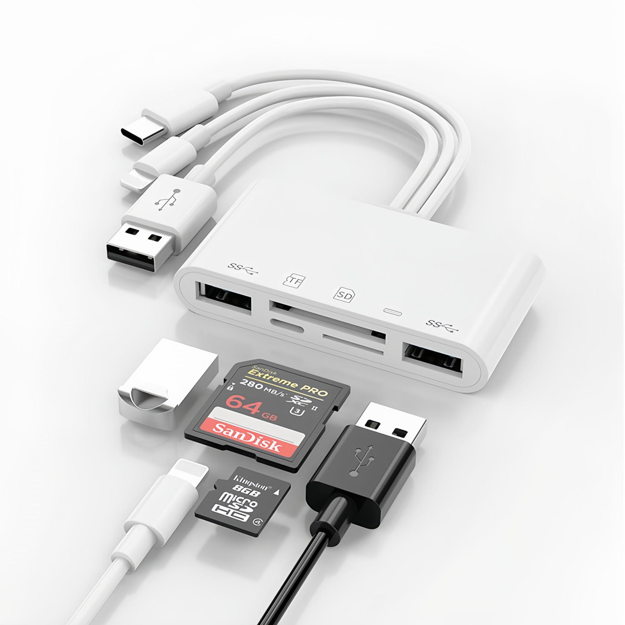 USB 3.0 Type-C Card Reader, Multi-functional Card Reader, Plug and Play Card Reader Compatible with iPhone & Android Type-C, Phone Accessories, USB C Interface