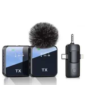 Three in one mini microphone for IOS/Android/camera, high fidelity audio, 48kHz/24 bit, wireless microphone, 328 foot range, 20H battery, noise cancelling laptop microphone for live streaming, TikTok，YouTube