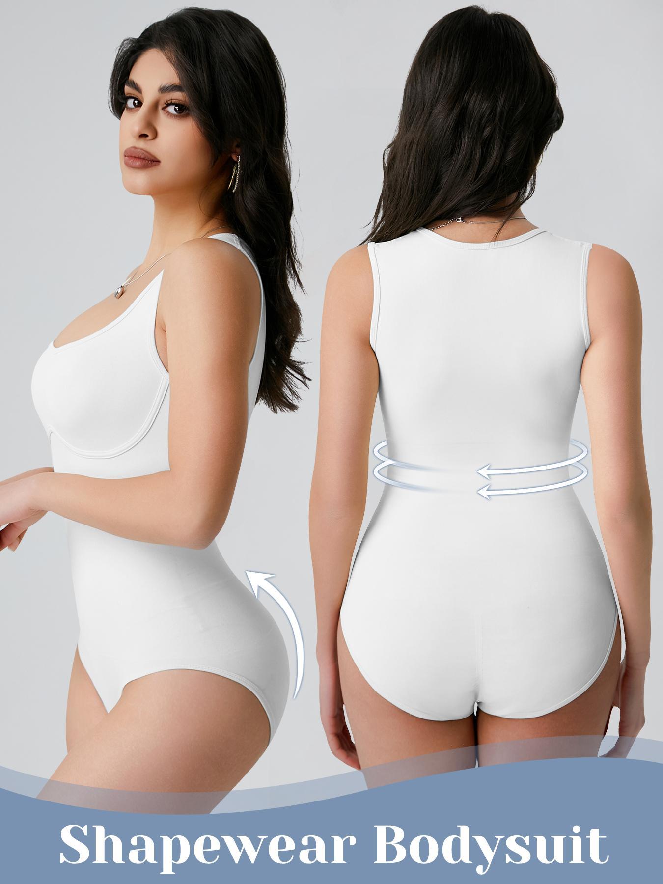 Women's Solid Square Neck Bodysuit, Tummy Control Sleeveless Seamless Shaper, High Waisted Shapers, Women's Shapewear for All Seasons