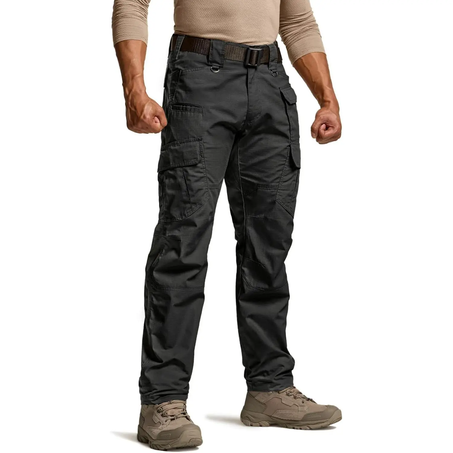 Men's Tactical Pants, Water Resistant Ripstop Cargo Pants, Lightweight EDC Work Hiking Pants, Outdoor Apparel