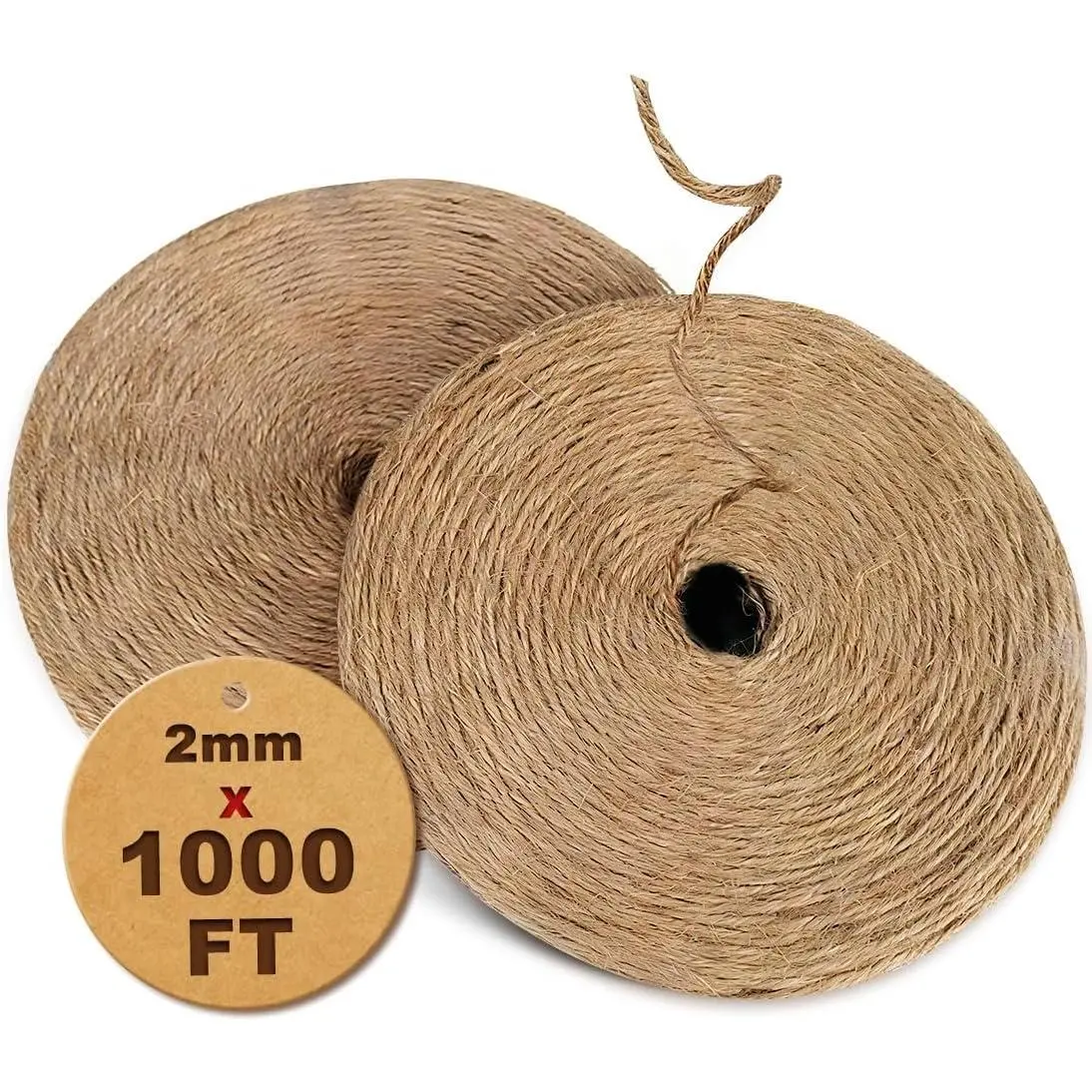 1000FT  Jute Twine String Bulk  Rope Cord for Crafts Gardening  Wrapping Wedding Décor Packing Material Burlap Ribbon Christmas Knitting Macrame Decoration (Brown 2mm* 1000ft)