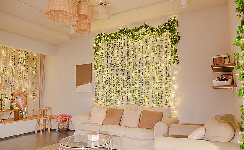84Ft 12 Pack Artificial Ivy Leaf Plants Vine with 80 LED String Light,Green Vines Garland, Hanging for Home Kitchen Office Wedding Wall Décor