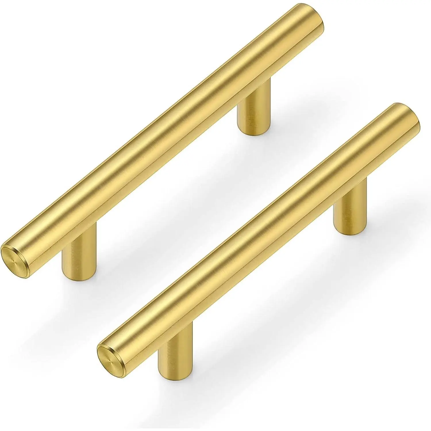 30-Pack Brushed Brass Finish Gold Cabinet Handles - 3'' Hole Centers, 5'' Overall Length Stainless Steel Home Hardware for Kitchen, Bathroom Room Decor & House Decor Furniture