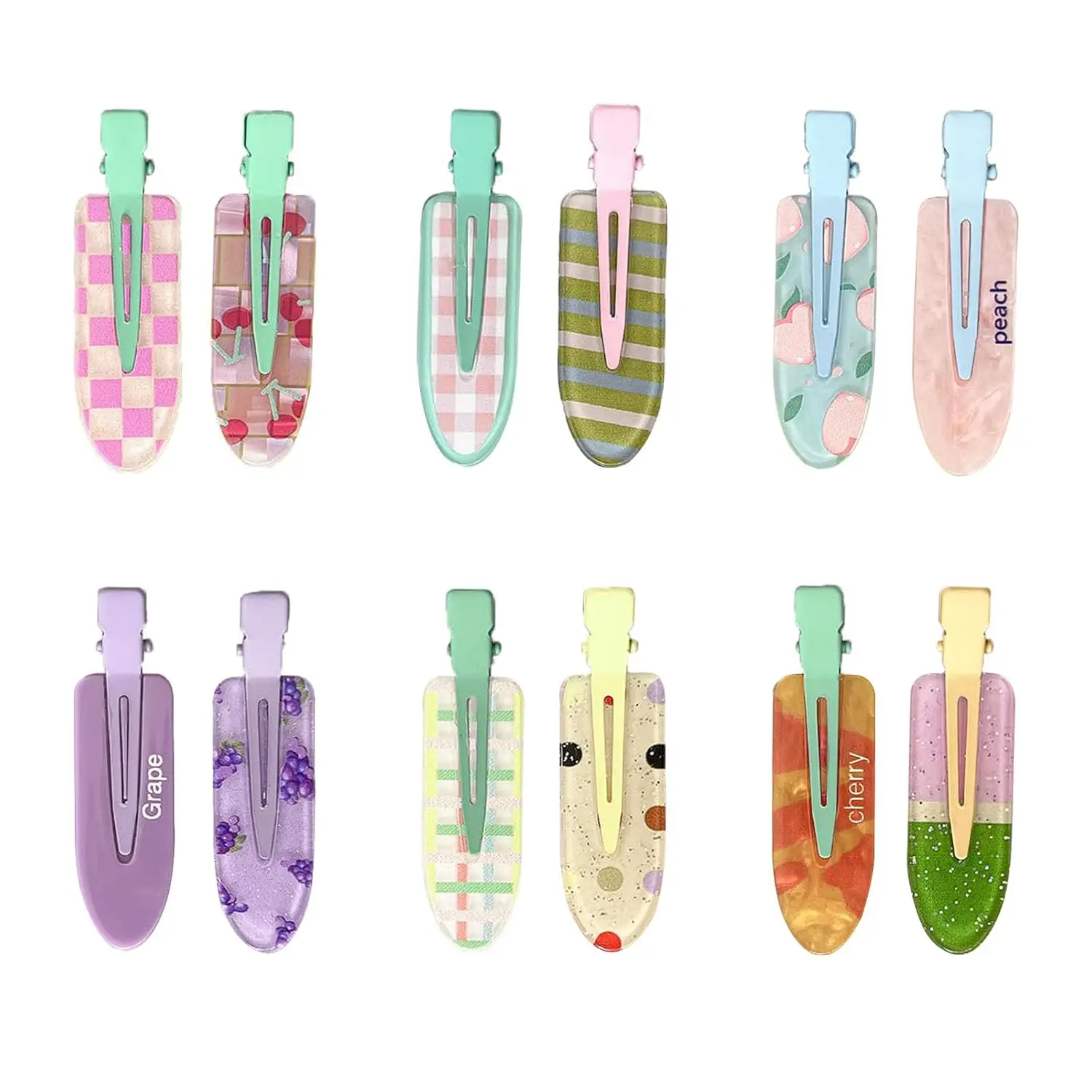 12 count Cute Fruit Hair Clip for Women Girls Thick,Thin Hair.No Bend No Crease Hair Clips for Styling Sectioning Hair Barretters for Party Decoration Hair Accessories